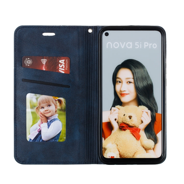 For Huawei Mate 30 Lite / Nova 5i Pro Splicing Color Magnetic Hem Horizontal Flip Leather Case with Holder & Card Slots