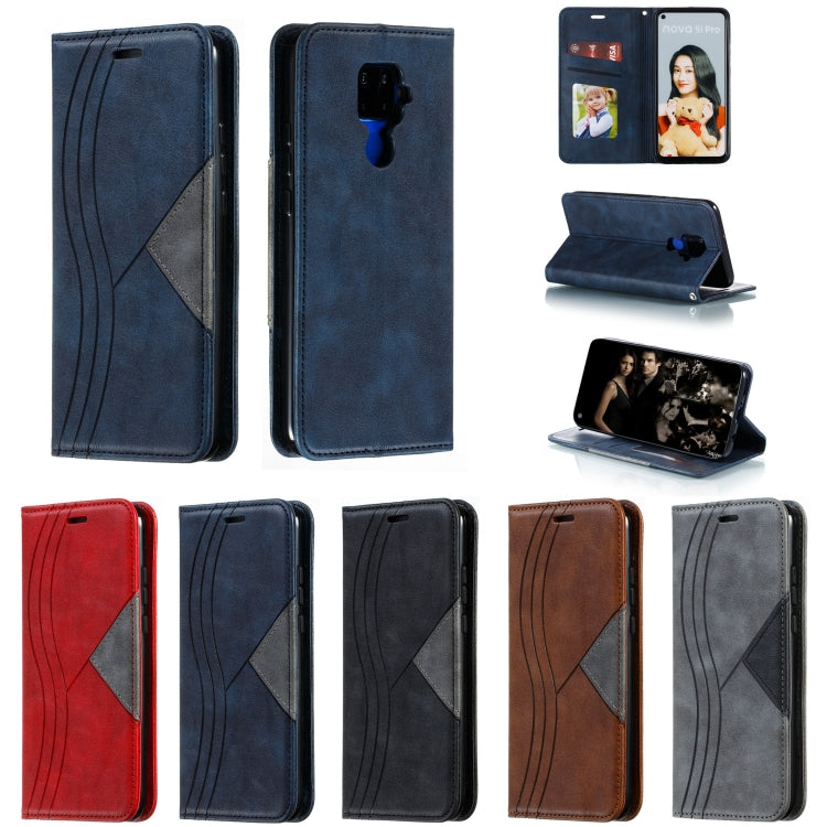 For Huawei Mate 30 Lite / Nova 5i Pro Splicing Color Magnetic Hem Horizontal Flip Leather Case with Holder & Card Slots