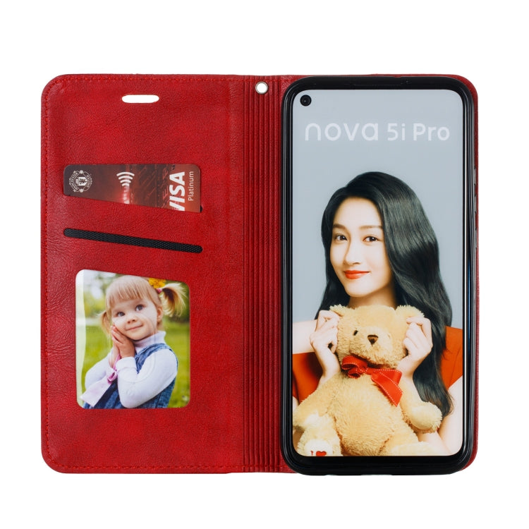 For Huawei Mate 30 Lite / Nova 5i Pro Splicing Color Magnetic Hem Horizontal Flip Leather Case with Holder & Card Slots