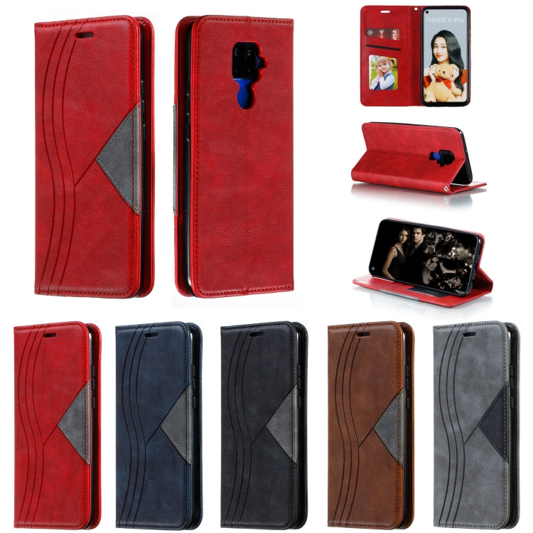 For Huawei Mate 30 Lite / Nova 5i Pro Splicing Color Magnetic Hem Horizontal Flip Leather Case with Holder & Card Slots