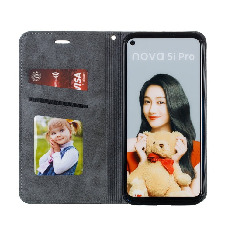 For Huawei Mate 30 Lite / Nova 5i Pro Splicing Color Magnetic Hem Horizontal Flip Leather Case with Holder & Card Slots