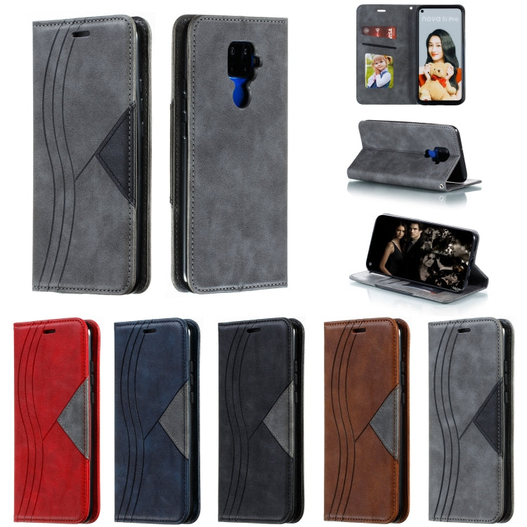 For Huawei Mate 30 Lite / Nova 5i Pro Splicing Color Magnetic Hem Horizontal Flip Leather Case with Holder & Card Slots