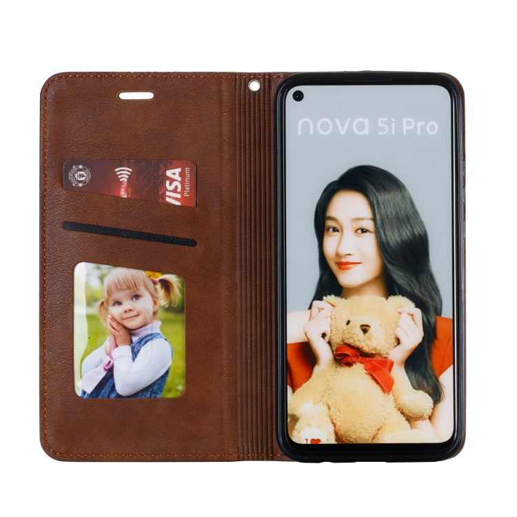 For Huawei Mate 30 Lite / Nova 5i Pro Splicing Color Magnetic Hem Horizontal Flip Leather Case with Holder & Card Slots