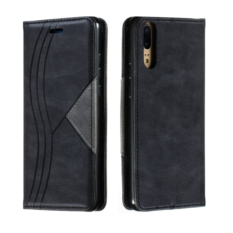For Huawei P20 Splicing Color Magnetic Hem Horizontal Flip Leather Case with Holder & Card Slots