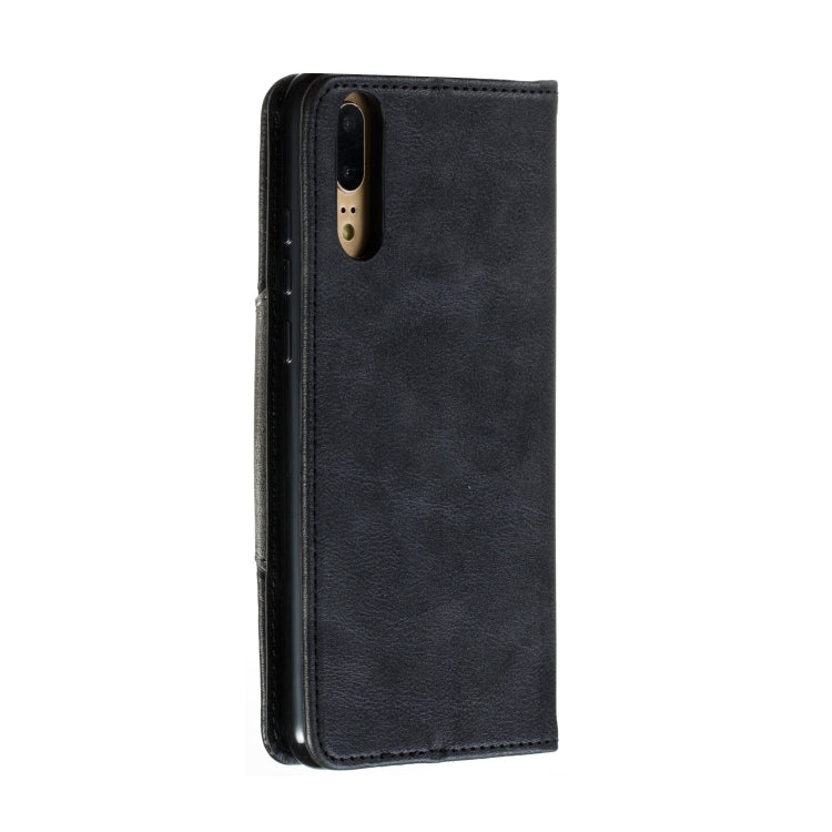For Huawei P20 Splicing Color Magnetic Hem Horizontal Flip Leather Case with Holder & Card Slots