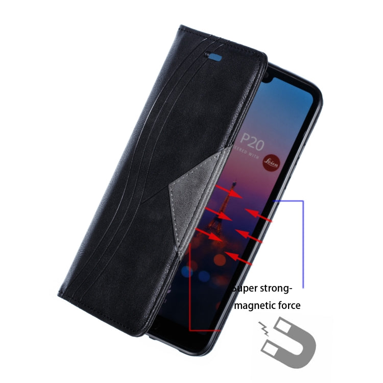For Huawei P20 Splicing Color Magnetic Hem Horizontal Flip Leather Case with Holder & Card Slots