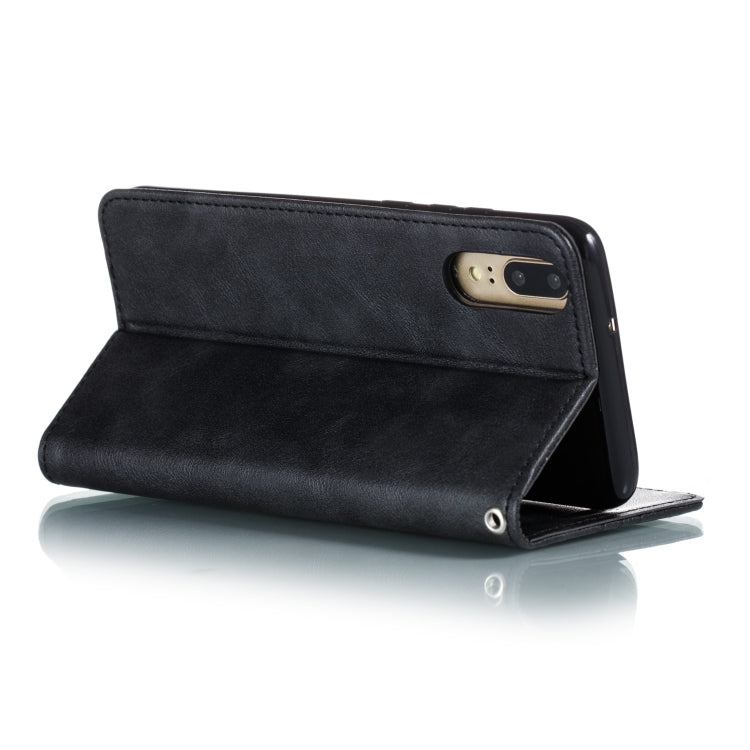 For Huawei P20 Splicing Color Magnetic Hem Horizontal Flip Leather Case with Holder & Card Slots