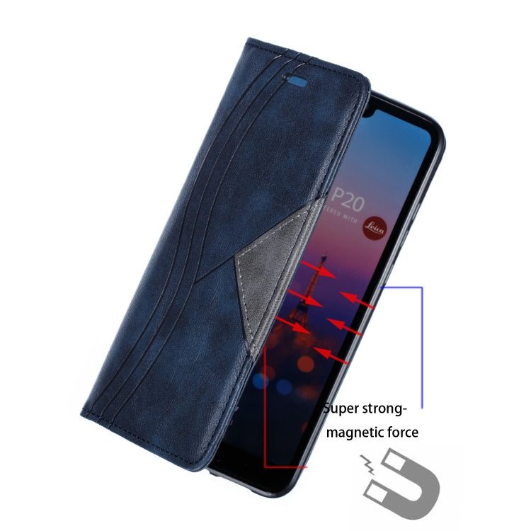 For Huawei P20 Splicing Color Magnetic Hem Horizontal Flip Leather Case with Holder & Card Slots