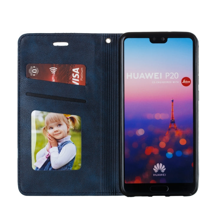 For Huawei P20 Splicing Color Magnetic Hem Horizontal Flip Leather Case with Holder & Card Slots