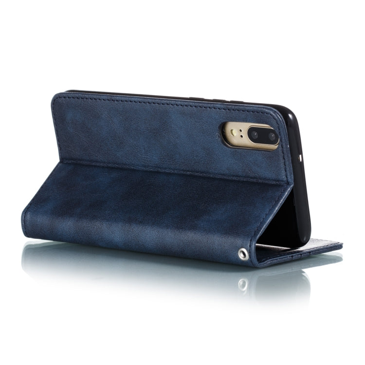 For Huawei P20 Splicing Color Magnetic Hem Horizontal Flip Leather Case with Holder & Card Slots