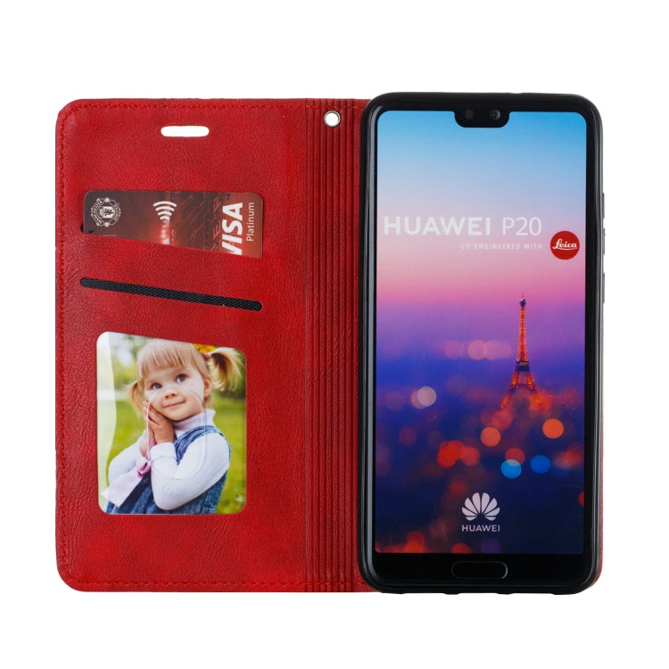For Huawei P20 Splicing Color Magnetic Hem Horizontal Flip Leather Case with Holder & Card Slots