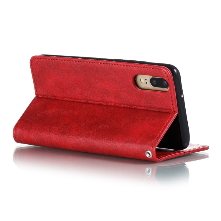 For Huawei P20 Splicing Color Magnetic Hem Horizontal Flip Leather Case with Holder & Card Slots
