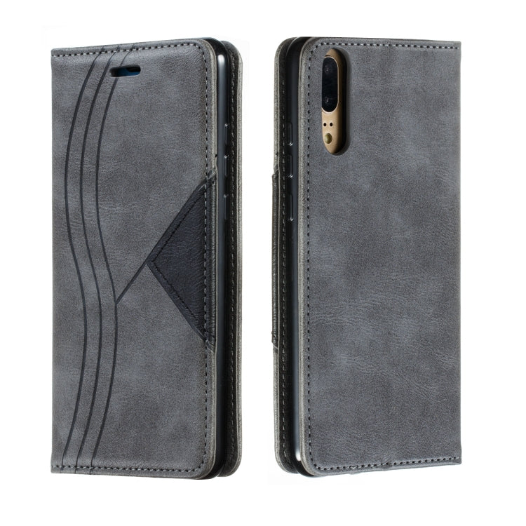 For Huawei P20 Splicing Color Magnetic Hem Horizontal Flip Leather Case with Holder & Card Slots