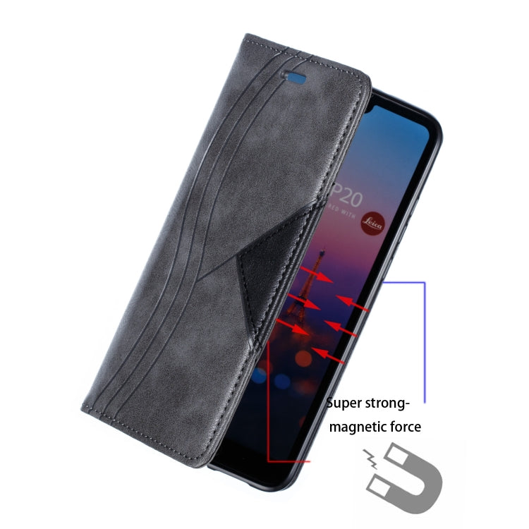 For Huawei P20 Splicing Color Magnetic Hem Horizontal Flip Leather Case with Holder & Card Slots