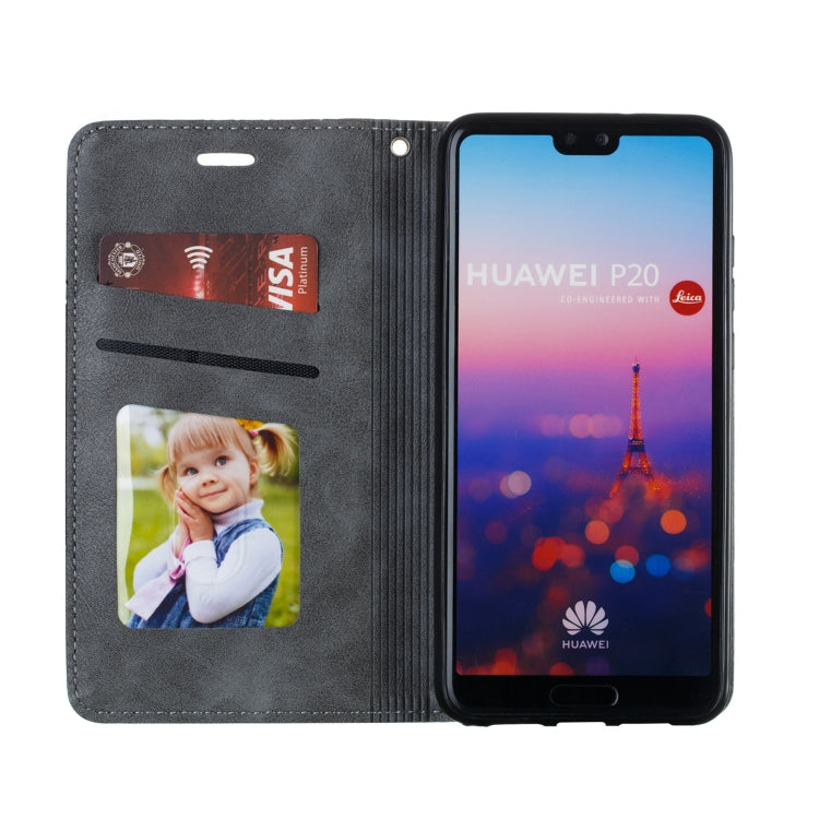 For Huawei P20 Splicing Color Magnetic Hem Horizontal Flip Leather Case with Holder & Card Slots