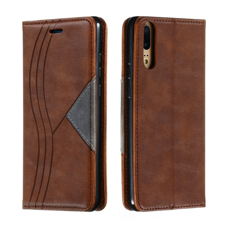 For Huawei P20 Splicing Color Magnetic Hem Horizontal Flip Leather Case with Holder & Card Slots