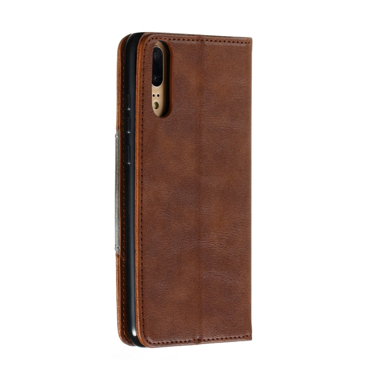 For Huawei P20 Splicing Color Magnetic Hem Horizontal Flip Leather Case with Holder & Card Slots