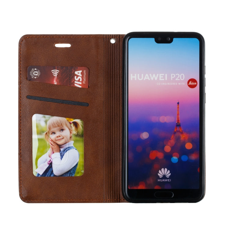 For Huawei P20 Splicing Color Magnetic Hem Horizontal Flip Leather Case with Holder & Card Slots