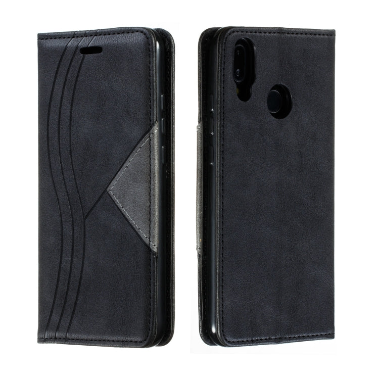 For Huawei P20 Lite Splicing Color Magnetic Hem Horizontal Flip Leather Case with Holder & Card Slots