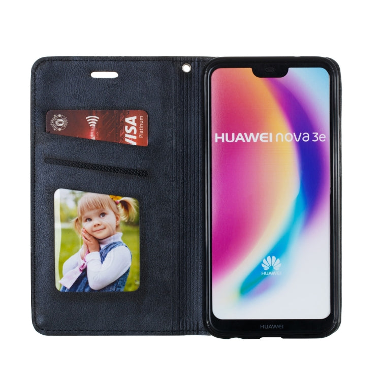 For Huawei P20 Lite Splicing Color Magnetic Hem Horizontal Flip Leather Case with Holder & Card Slots