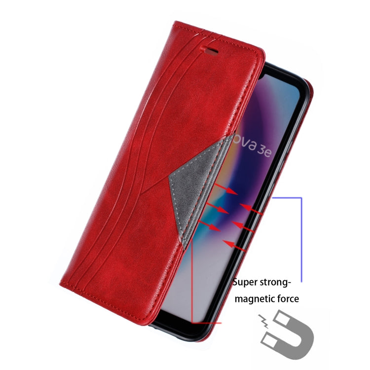 For Huawei P20 Lite Splicing Color Magnetic Hem Horizontal Flip Leather Case with Holder & Card Slots