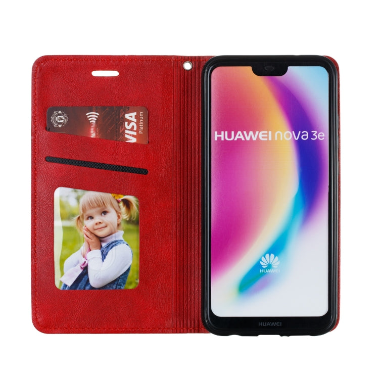 For Huawei P20 Lite Splicing Color Magnetic Hem Horizontal Flip Leather Case with Holder & Card Slots