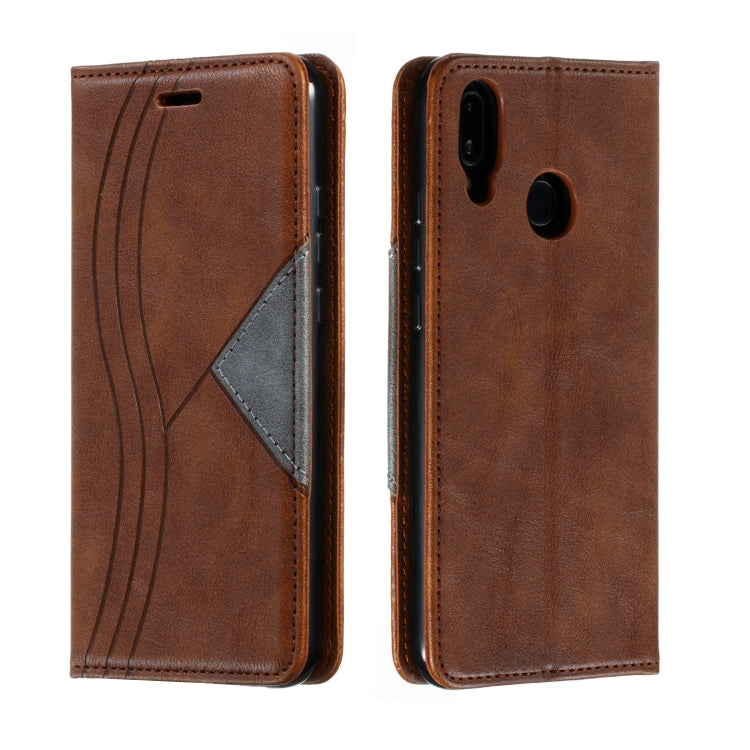 For Huawei P20 Lite Splicing Color Magnetic Hem Horizontal Flip Leather Case with Holder & Card Slots