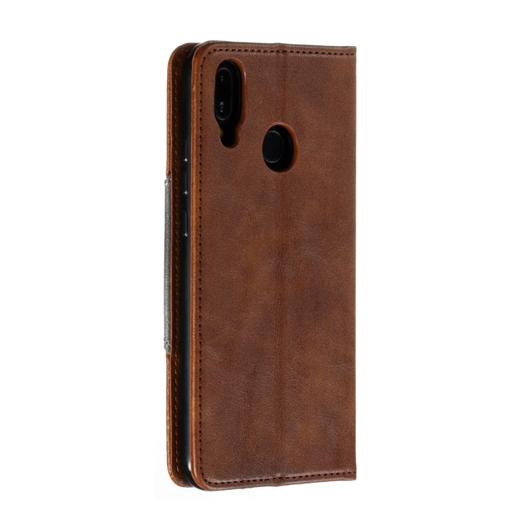 For Huawei P20 Lite Splicing Color Magnetic Hem Horizontal Flip Leather Case with Holder & Card Slots