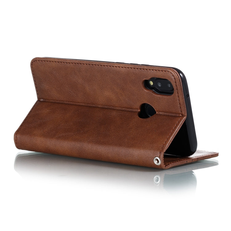 For Huawei P20 Lite Splicing Color Magnetic Hem Horizontal Flip Leather Case with Holder & Card Slots