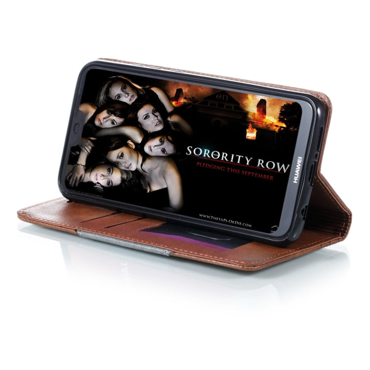 For Huawei P20 Lite Splicing Color Magnetic Hem Horizontal Flip Leather Case with Holder & Card Slots