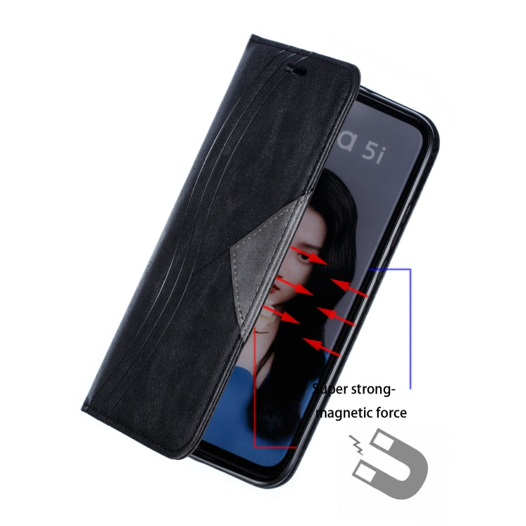 For Huawei P20 Lite 2019 / Nova 5i Splicing Color Magnetic Hem Horizontal Flip Leather Case with Holder & Card Slots