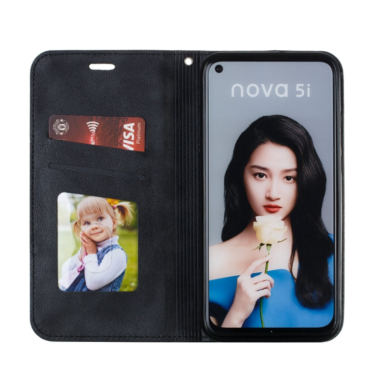 For Huawei P20 Lite 2019 / Nova 5i Splicing Color Magnetic Hem Horizontal Flip Leather Case with Holder & Card Slots