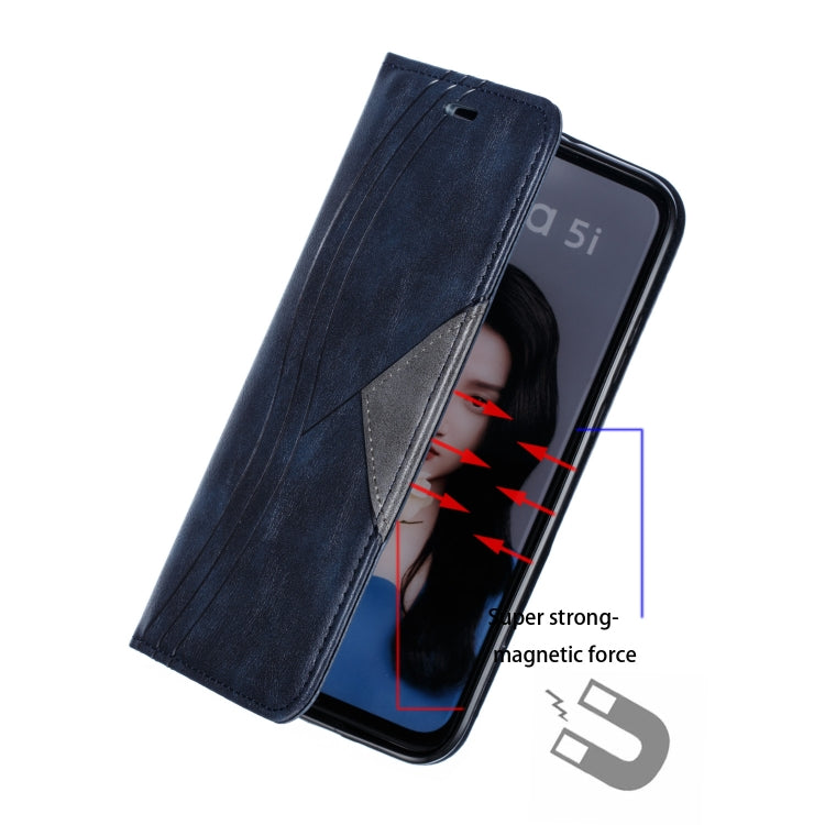 For Huawei P20 Lite 2019 / Nova 5i Splicing Color Magnetic Hem Horizontal Flip Leather Case with Holder & Card Slots
