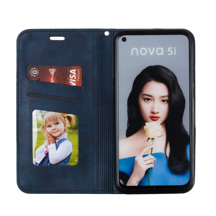 For Huawei P20 Lite 2019 / Nova 5i Splicing Color Magnetic Hem Horizontal Flip Leather Case with Holder & Card Slots