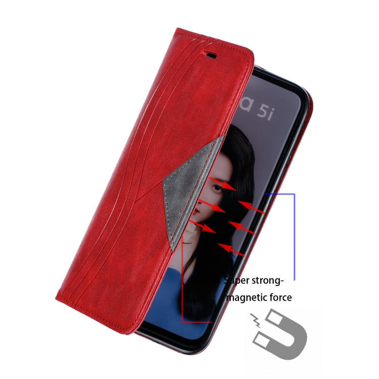 For Huawei P20 Lite 2019 / Nova 5i Splicing Color Magnetic Hem Horizontal Flip Leather Case with Holder & Card Slots