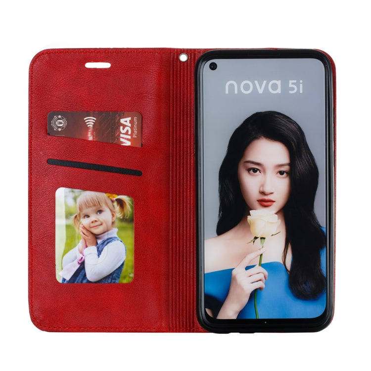 For Huawei P20 Lite 2019 / Nova 5i Splicing Color Magnetic Hem Horizontal Flip Leather Case with Holder & Card Slots