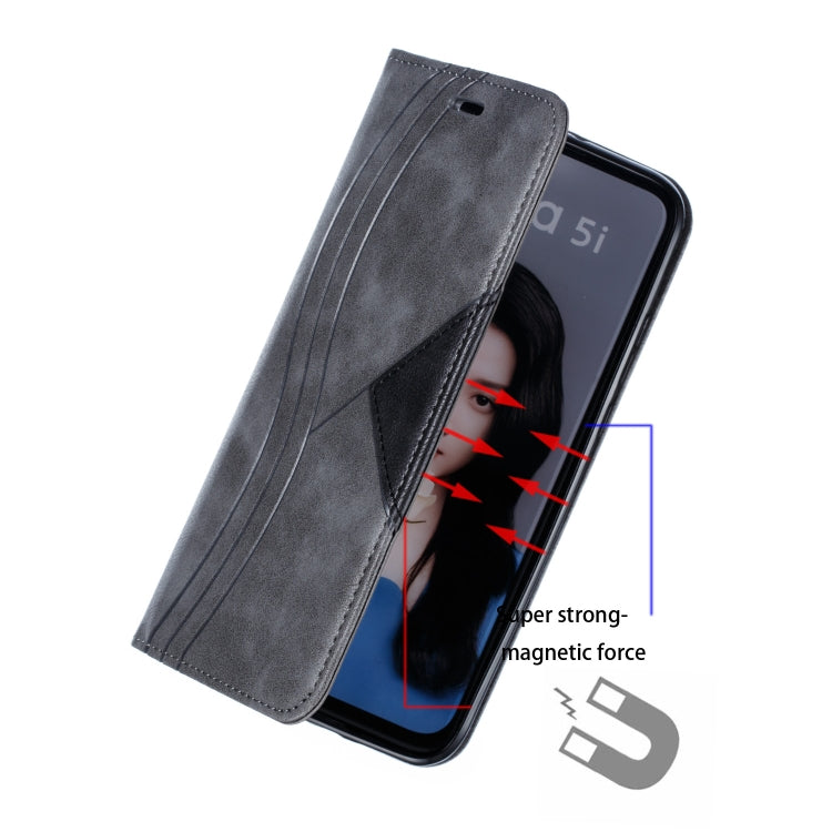 For Huawei P20 Lite 2019 / Nova 5i Splicing Color Magnetic Hem Horizontal Flip Leather Case with Holder & Card Slots