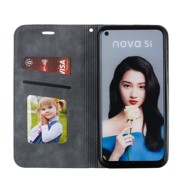 For Huawei P20 Lite 2019 / Nova 5i Splicing Color Magnetic Hem Horizontal Flip Leather Case with Holder & Card Slots