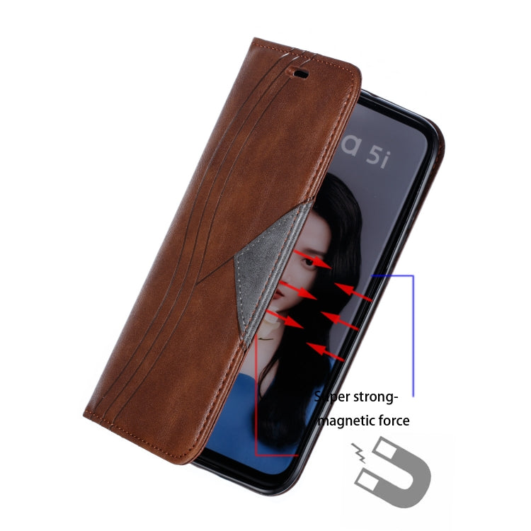 For Huawei P20 Lite 2019 / Nova 5i Splicing Color Magnetic Hem Horizontal Flip Leather Case with Holder & Card Slots