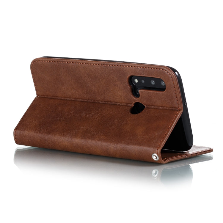 For Huawei P20 Lite 2019 / Nova 5i Splicing Color Magnetic Hem Horizontal Flip Leather Case with Holder & Card Slots