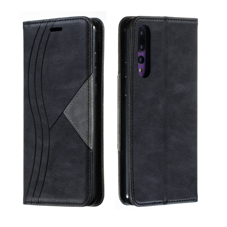 For Huawei P20 Pro / P20 Plus Splicing Color Magnetic Hem Horizontal Flip Leather Case with Holder & Card Slots