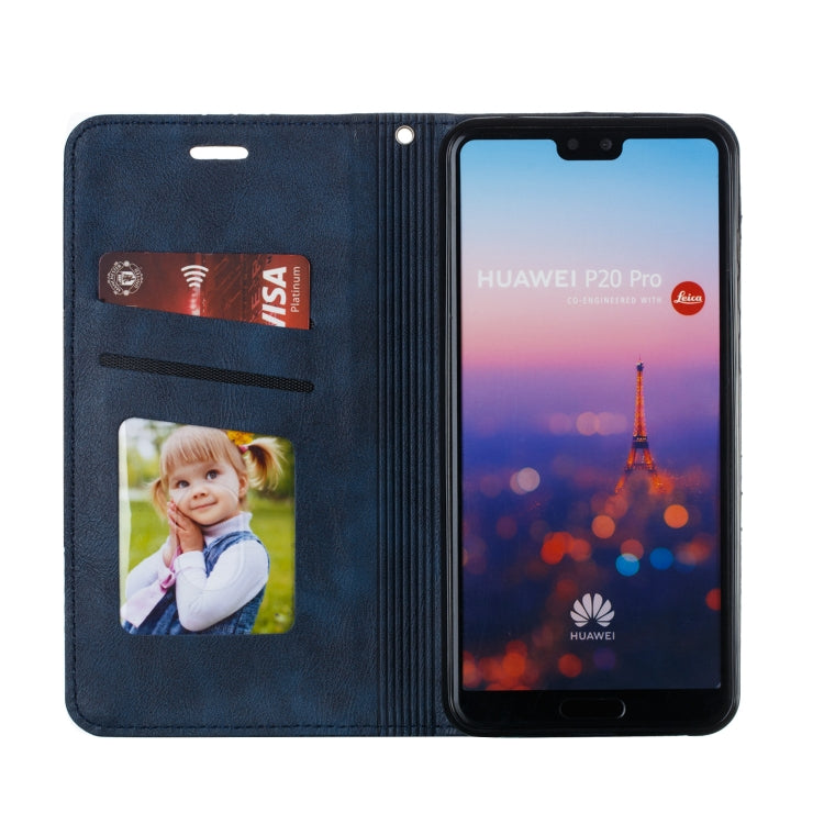 For Huawei P20 Pro / P20 Plus Splicing Color Magnetic Hem Horizontal Flip Leather Case with Holder & Card Slots
