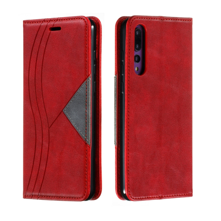 For Huawei P20 Pro / P20 Plus Splicing Color Magnetic Hem Horizontal Flip Leather Case with Holder & Card Slots