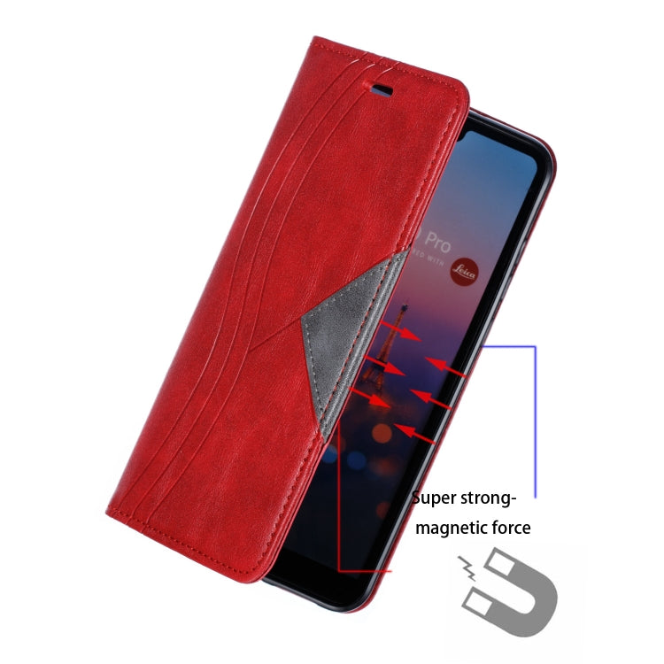 For Huawei P20 Pro / P20 Plus Splicing Color Magnetic Hem Horizontal Flip Leather Case with Holder & Card Slots