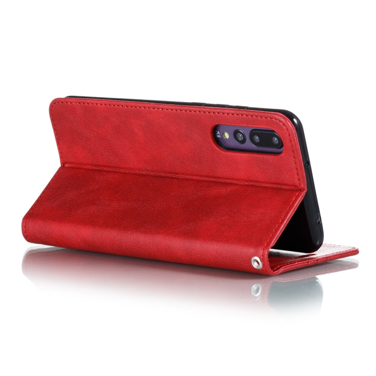 For Huawei P20 Pro / P20 Plus Splicing Color Magnetic Hem Horizontal Flip Leather Case with Holder & Card Slots