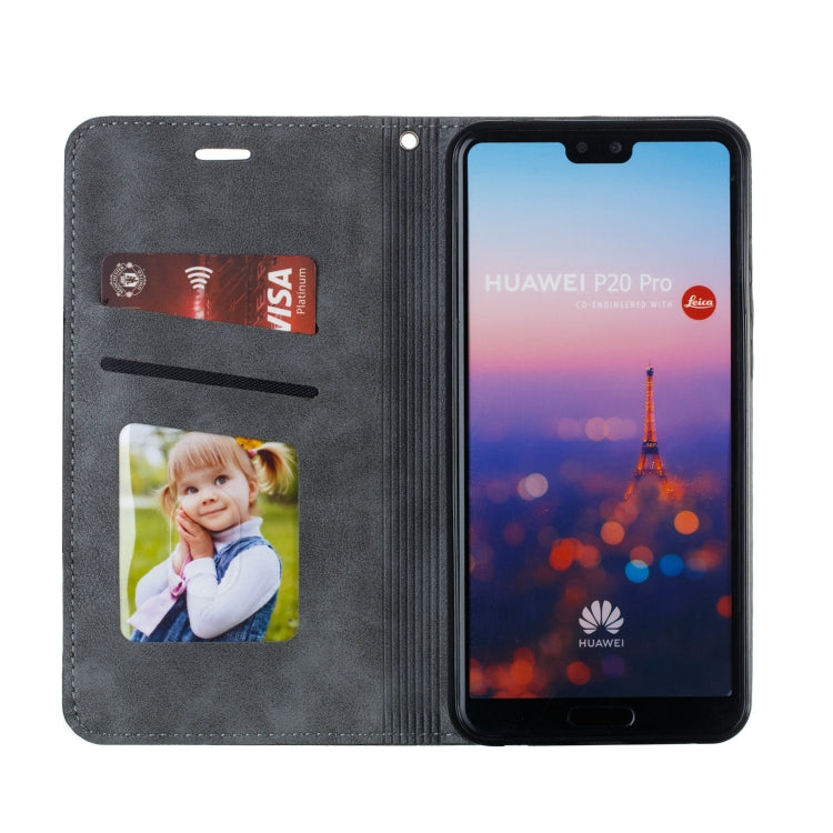 For Huawei P20 Pro / P20 Plus Splicing Color Magnetic Hem Horizontal Flip Leather Case with Holder & Card Slots