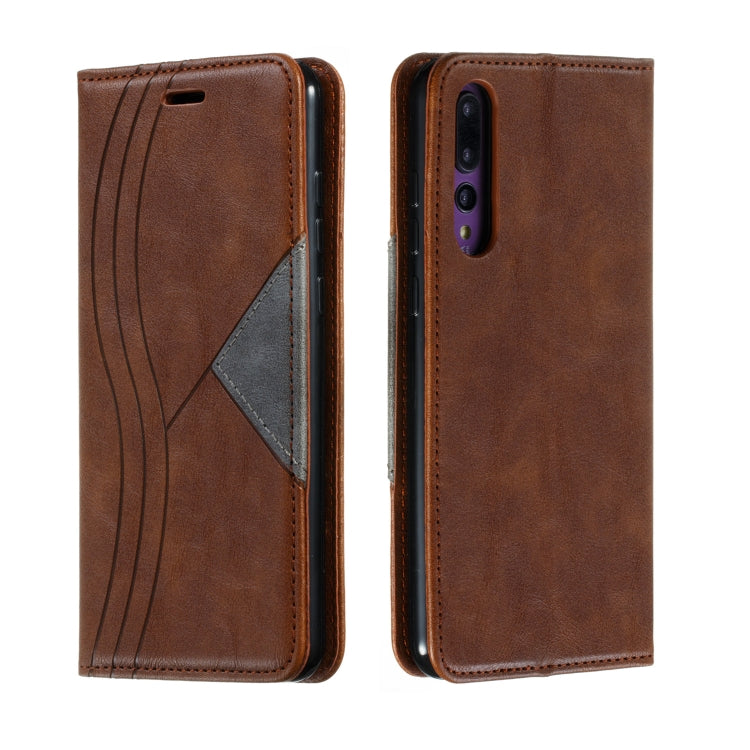 For Huawei P20 Pro / P20 Plus Splicing Color Magnetic Hem Horizontal Flip Leather Case with Holder & Card Slots