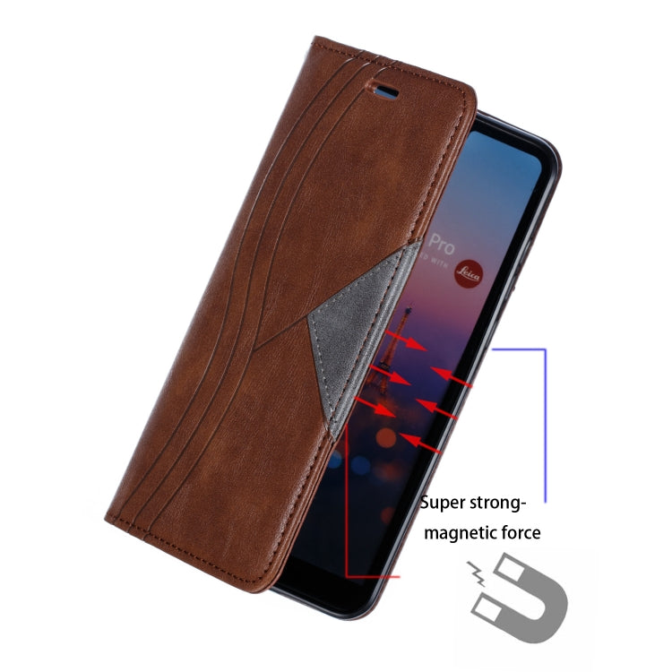 For Huawei P20 Pro / P20 Plus Splicing Color Magnetic Hem Horizontal Flip Leather Case with Holder & Card Slots