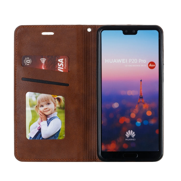 For Huawei P20 Pro / P20 Plus Splicing Color Magnetic Hem Horizontal Flip Leather Case with Holder & Card Slots