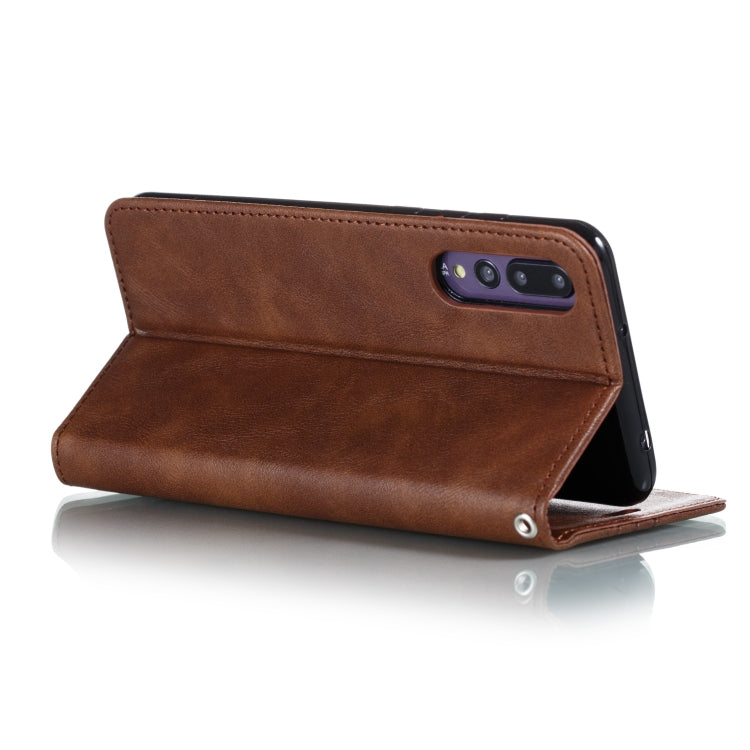 For Huawei P20 Pro / P20 Plus Splicing Color Magnetic Hem Horizontal Flip Leather Case with Holder & Card Slots
